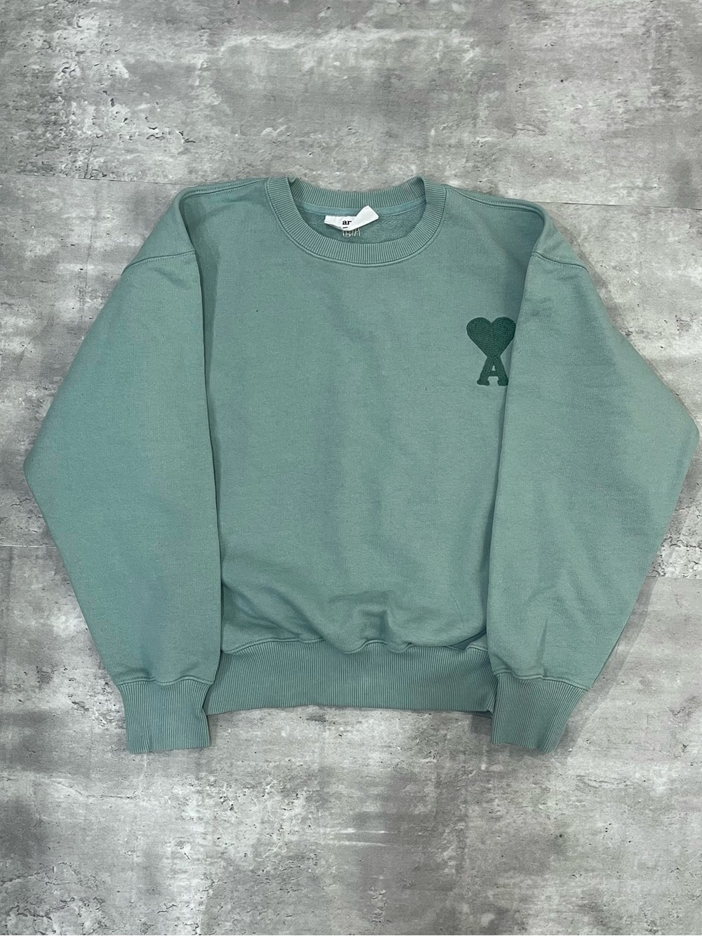 Ami Paris heart logo crewneck sweatshirt green womens Small